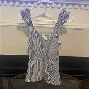 Caution To The Wind Black and White Striped Wrap Blouse